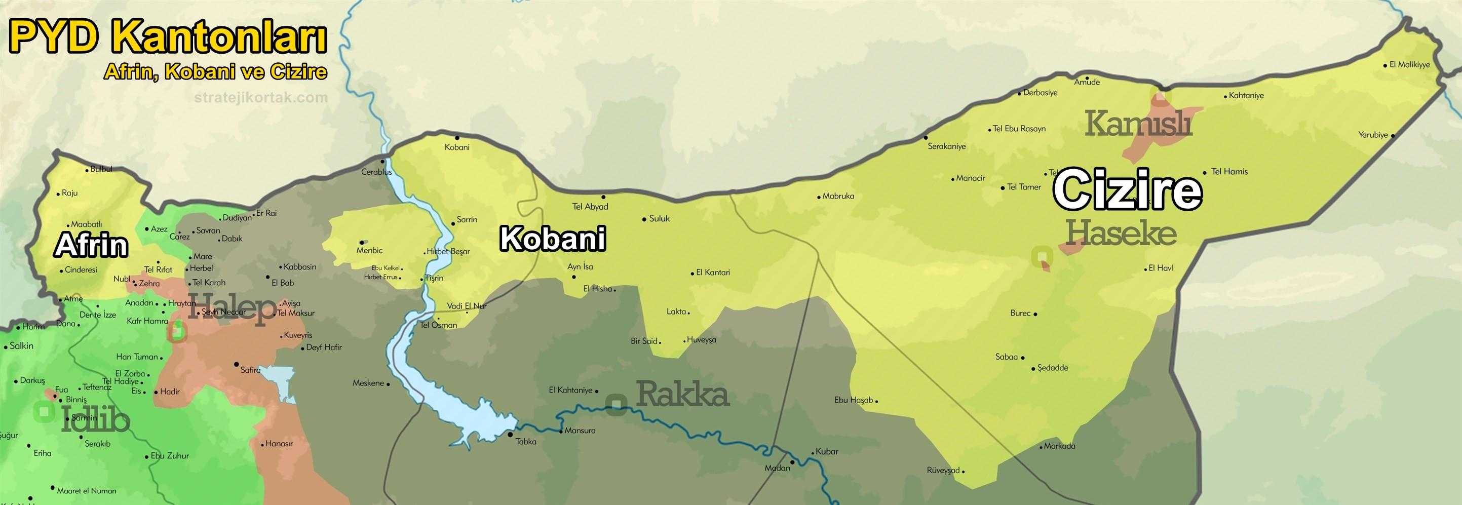 PYD Kantonları: Afrin, Kobani ve Cizire