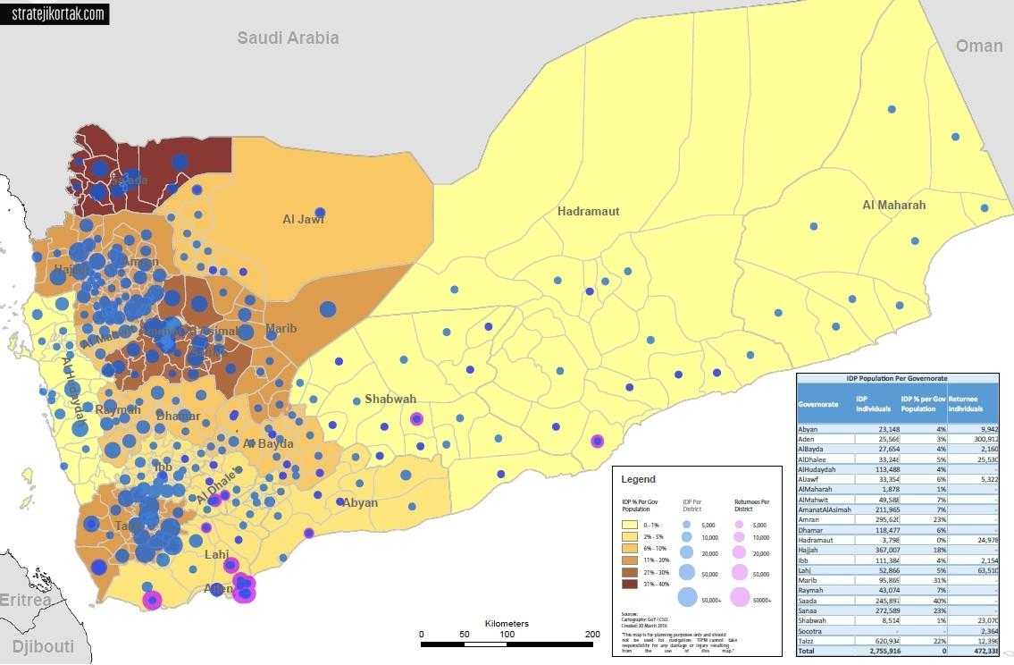 Yemen'in Nüfus Haritası (Ayrıntılı Görsel)