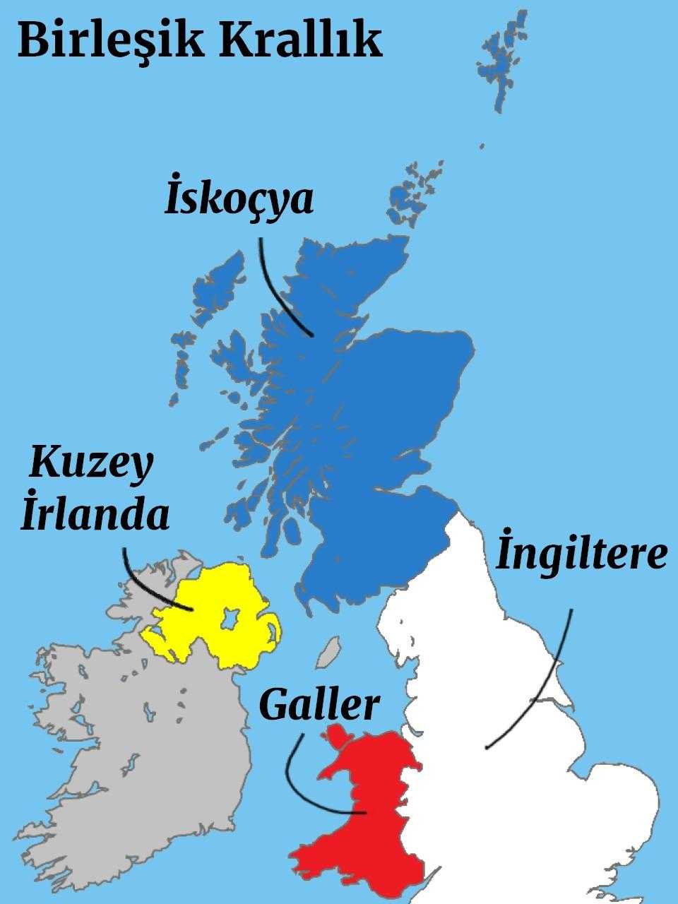 Birleşik Krallık: Kuzey İrlanda, İskoçya, İngiltere ve Galler