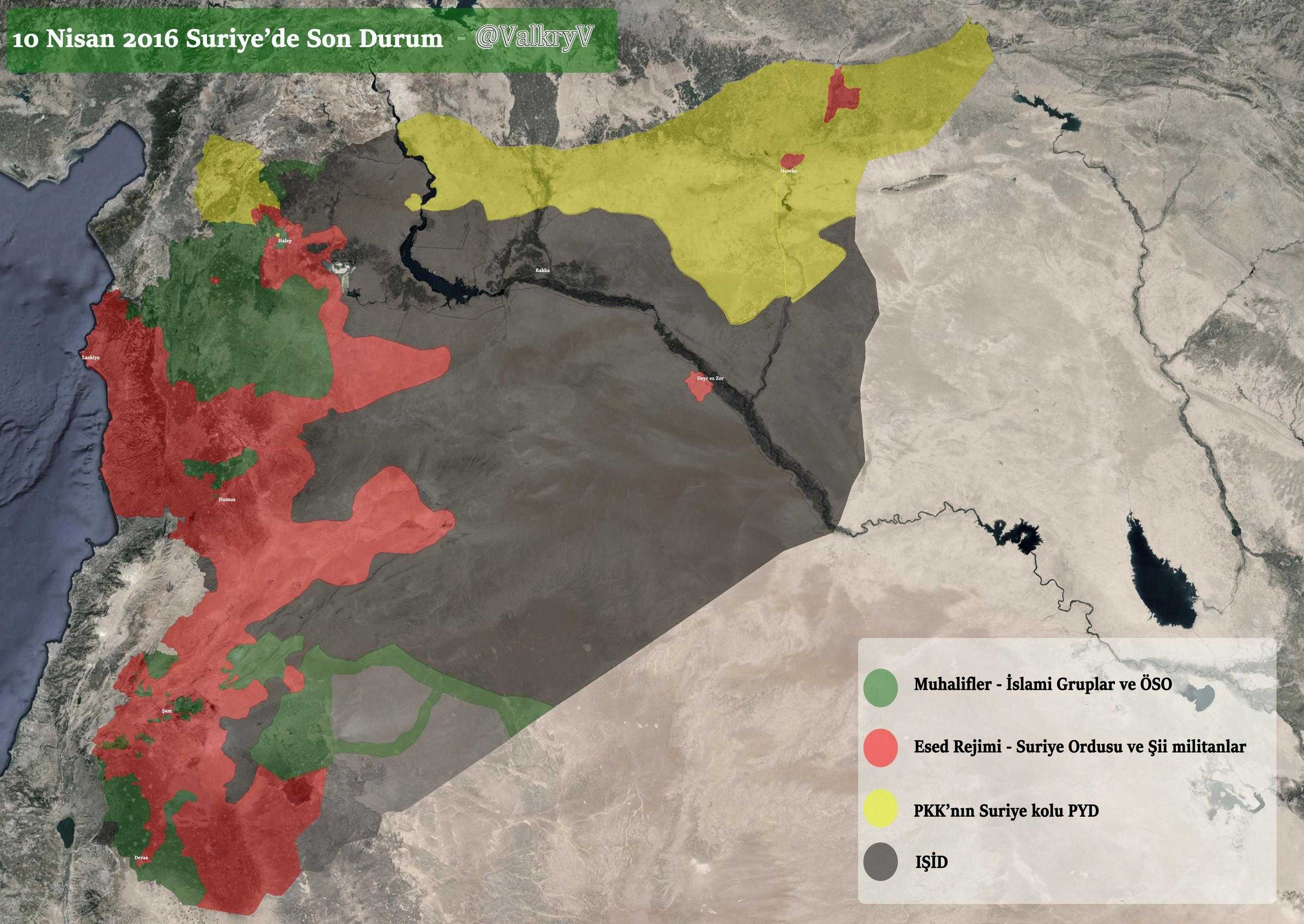 Suriye Son Durum Haritası (10 Nisan 2016)