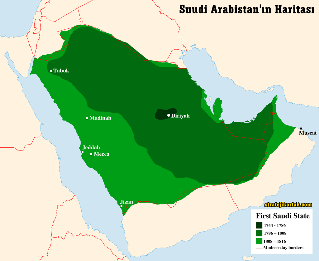 Geçmişten günümüze, (Osmanlı Dönemi dahil) Suudi Arabistan Haritası