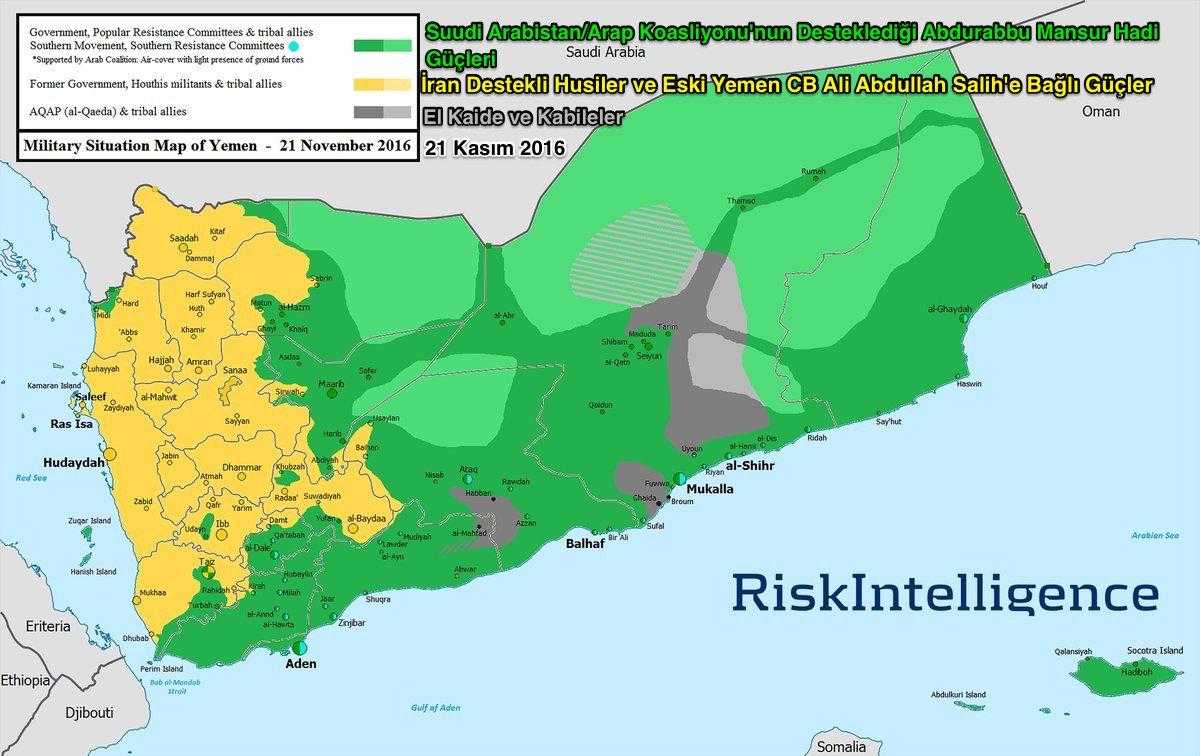 21 Kasım 2016 Yemen son durum haritası