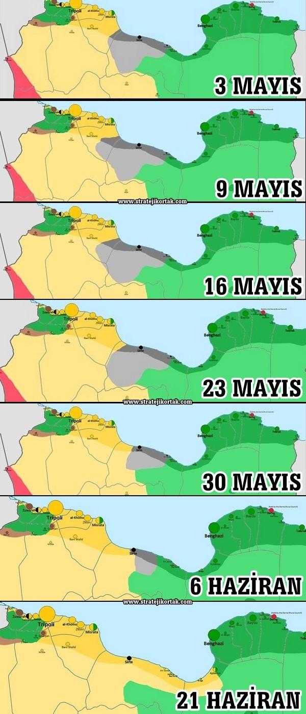 IŞİD'e karşı yapılan Sirte Operasyonu (Siyah/Gri: IŞİD)