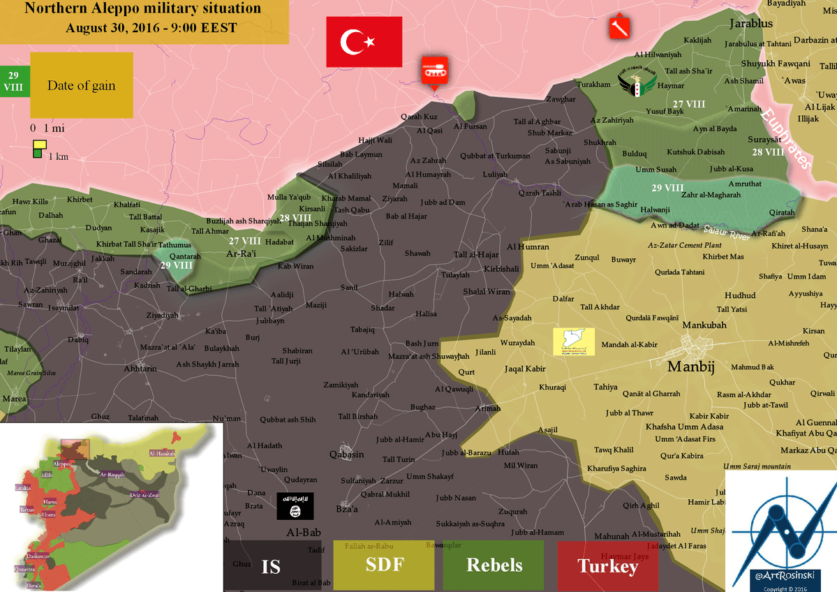 Cerablus, Rai ve Menbiç Bölgesinde Son Durum | 30.08.2016