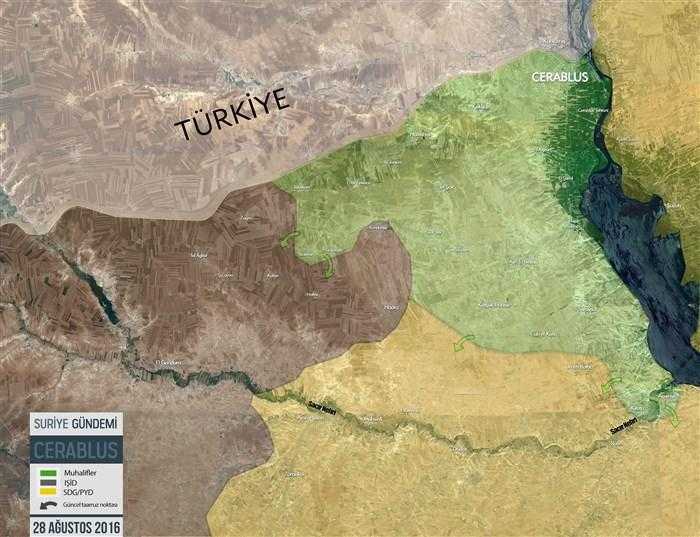 28 Ağustos itibariyle Cerablus çevresi