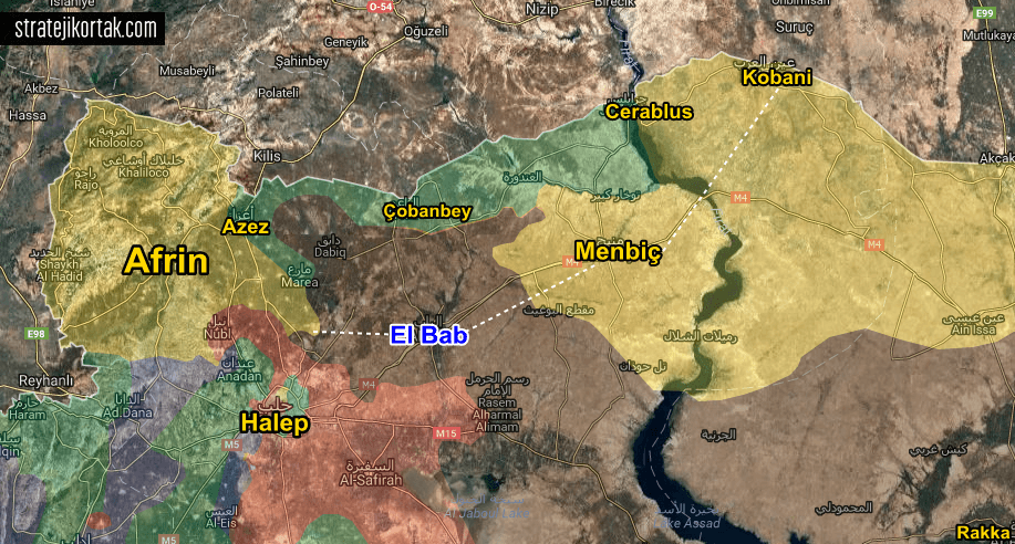 PYD'nin Afrin ile Kobani kantonlarının birleşim noktası: El Bab