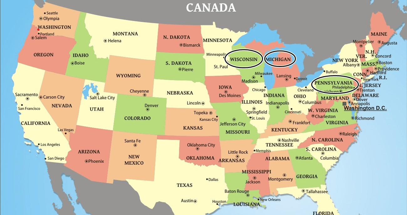 Wisconsin, Michigan ve Pennsylvania