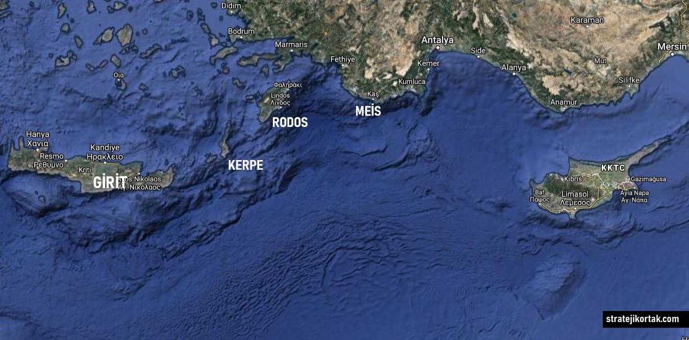 Girit, Kerpe, Rodos ve Meis adaları.